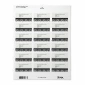 Étiquettes de adresse de Mariage damassé noir et b (Feuille entière)