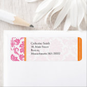 Étiquettes de adresse de Mariage damassé orange et (En situation)
