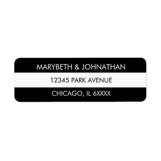 Étiquettes de adresse de Mariage de bande noir et (Devant)