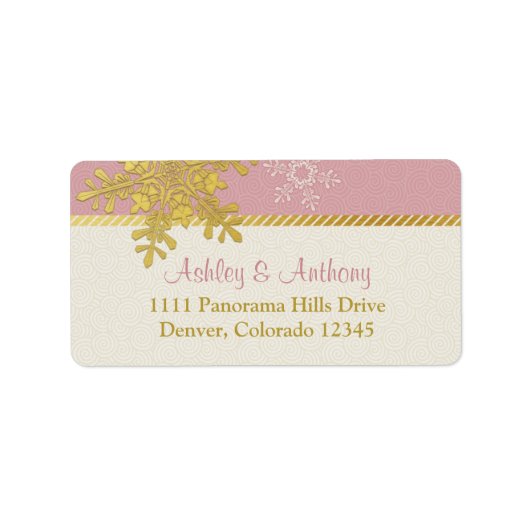 Étiquettes de adresse de mariage d'hiver Pink Gold (Devant)