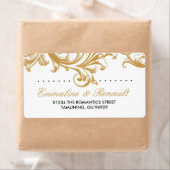 Étiquettes de adresse de Mariage Floral d'or antiq (En situation)