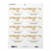 Étiquettes de adresse de Mariage Floral d'or antiq (Feuille entière)