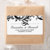 Étiquettes de adresse de Mariages de fleurs noirs  (En situation)