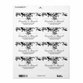 Étiquettes de adresse de Mariages de fleurs noirs  (Feuille entière)