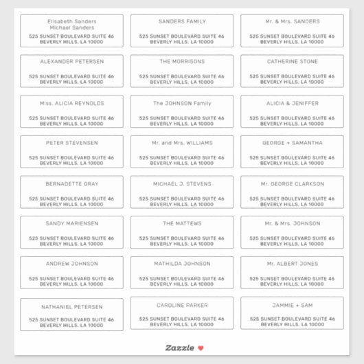 Étiquettes de adresse de messagerie individuels pe (Feuille)