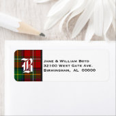 Étiquettes de adresse de monogramme de Boyd Tartan (En situation)