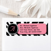 Étiquettes de adresse de monogramme rose imprimé Z (En situation)