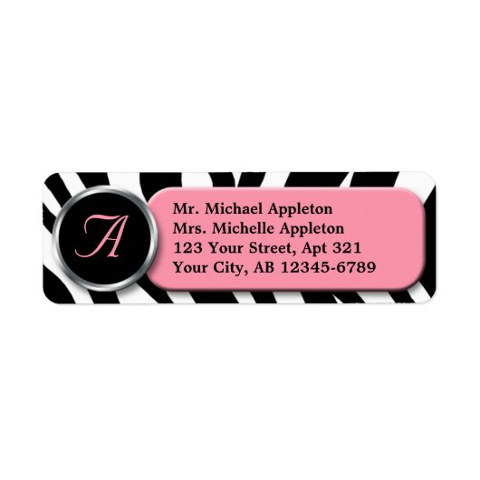 Étiquettes de adresse de monogramme rose imprimé Z (Devant)