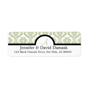 Étiquettes de adresse de monogrammes Mariage damas