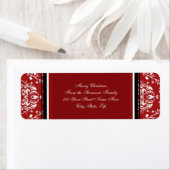 Étiquettes de adresse de Noël Red Damask (En situation)