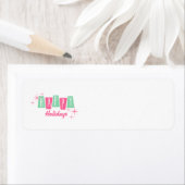 Étiquettes de adresse de Noël rose et vert (En situation)