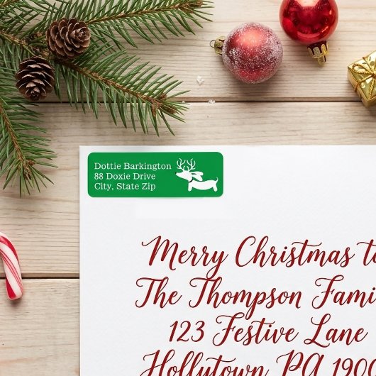 Étiquettes de adresse de Noël verts de Dachshund R