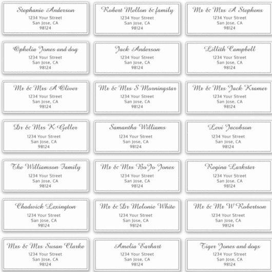 Étiquettes de adresse de nom d'invité préadressés (Devant)