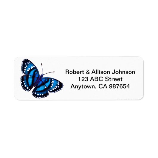 Étiquettes de adresse de papillon bleu tropical (Devant)
