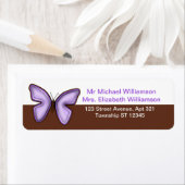 Étiquettes de adresse de papillons Brown et violet (En situation)