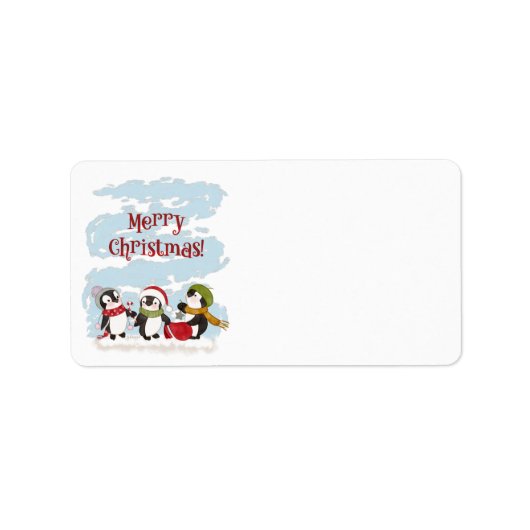 Étiquettes de adresse de pingouins de Noël (Devant)