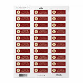 Étiquettes de adresse de points de monogrammes rou (Feuille entière)