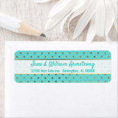 Étiquettes de adresse de points Polka Turquoise et (En situation)