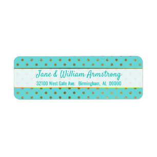 Étiquettes de adresse de points Polka Turquoise et
