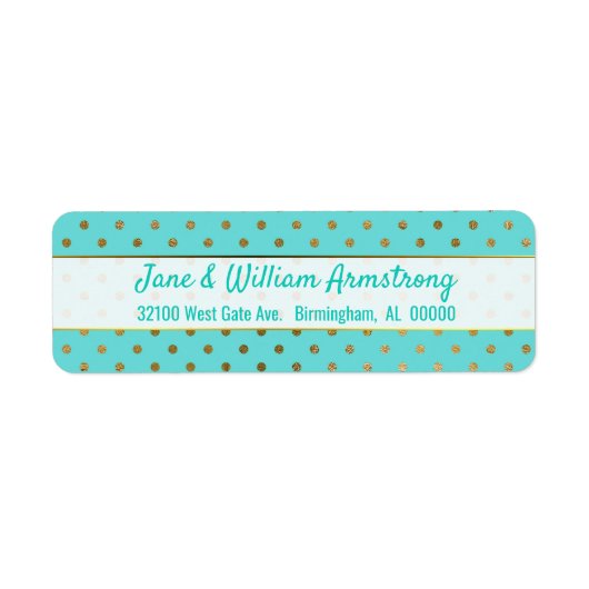 Étiquettes de adresse de points Polka Turquoise et (Devant)