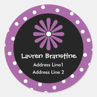 Étiquettes de adresse de points Polka violet et bl