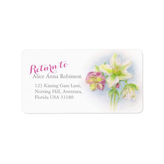 Étiquettes de adresse de printemps rose blanc vert (Devant)