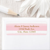 Étiquettes de adresse de rayures d'aquarelle rose  (En situation)