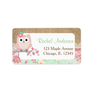 Étiquettes de adresse de retour de hibou, toile d