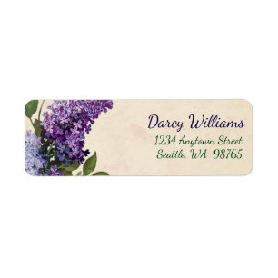 Étiquettes de adresse de retour de lilas vintages