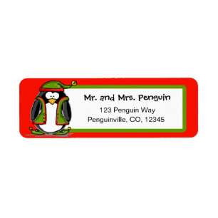 Étiquettes de adresse de retour de pingouin d'elf