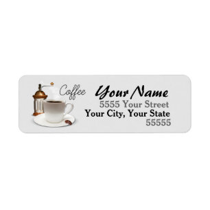 Étiquettes de adresse de retour de temps de café