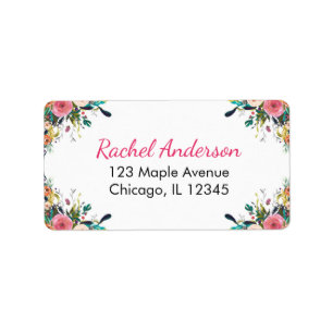 Étiquettes de adresse de retour floraux, fleurs