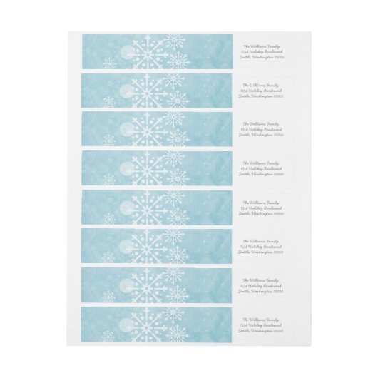 Étiquettes de adresse de vacances Blue Snowflake (Feuille)