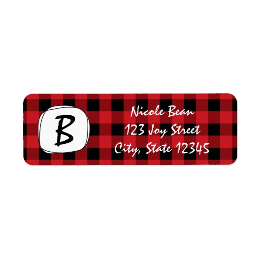 Étiquettes de adresse de vacances Red Plaid Rustic (Devant)