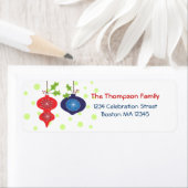 Étiquettes de adresse de vacances Retro Rouge & Bl (En situation)