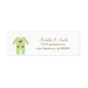 Étiquettes de adresse de vêtements pour bébés vert