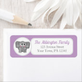 Étiquettes de adresse d'éléphants adorables pourpr (En situation)