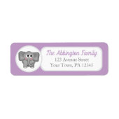 Étiquettes de adresse d'éléphants adorables pourpr (Devant)