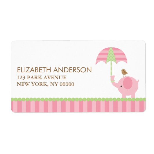 Étiquettes de adresse d'éléphants roses (Devant)