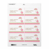 Étiquettes de adresse d'éléphants roses (Feuille entière)