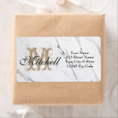 Étiquettes de adresse d'expédition de Marbres blan (En situation)