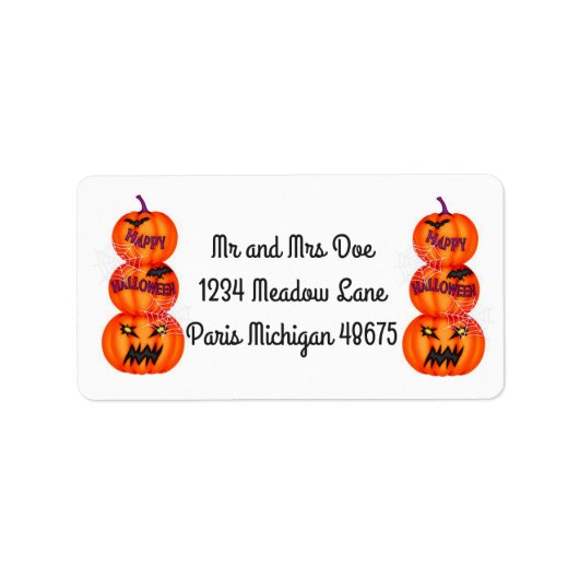 Étiquettes de adresse d'Halloween/Jack-o-Lanterns (Devant)