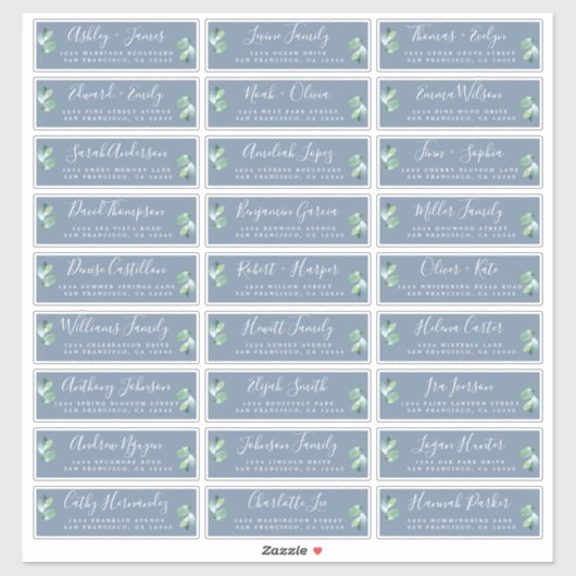 Étiquettes de adresse d'hôtes Mariages bleus perso (Feuille)