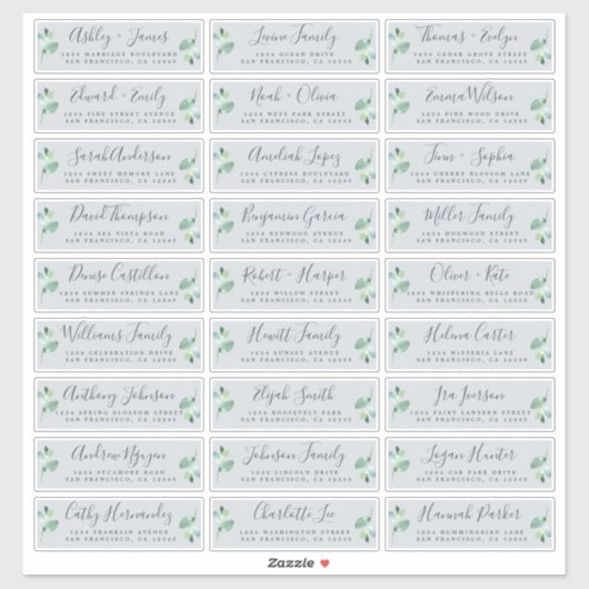 Étiquettes de adresse d'hôtes Mariages bleus perso (Feuille)