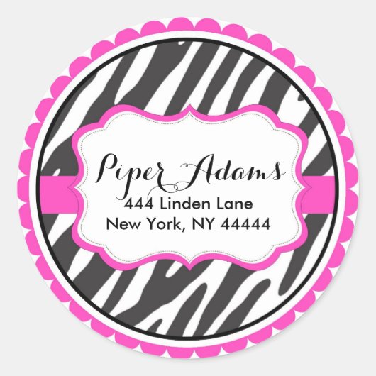 Étiquettes de adresse d'impression Chic Rose Zebra (Devant)