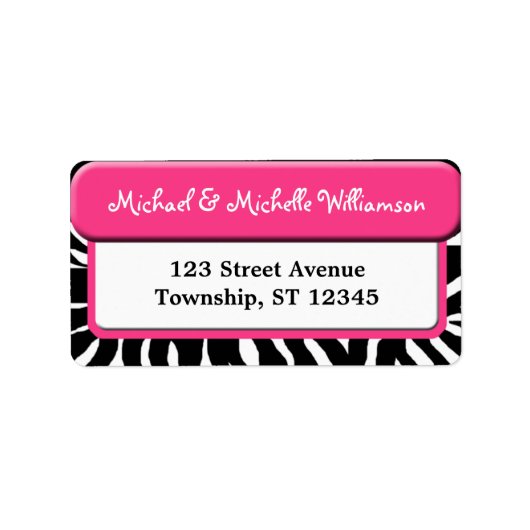 Étiquettes de adresse d'impression Chic Rose Zebra (Devant)