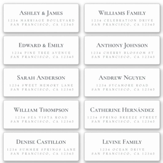 Étiquettes de adresse d'invités blancs COMMANDER 6 (Devant)
