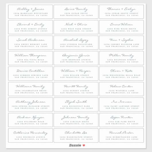 Étiquettes de adresse d'invités Mariages personnal (Feuille)