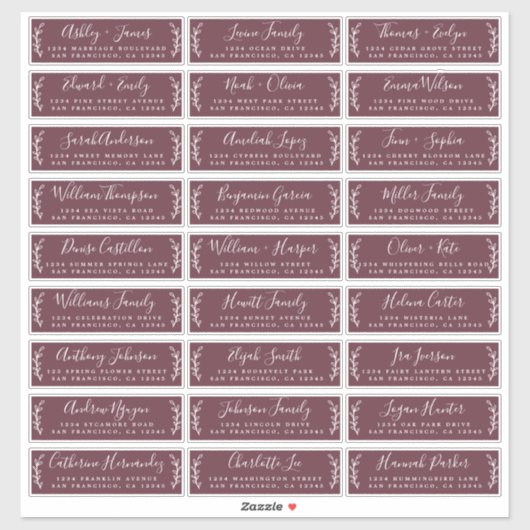 Étiquettes de adresse d'invités Mariages personnal (Feuille)