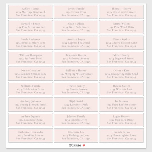 Étiquettes de adresse d'invités Mariages personnal (Feuille)